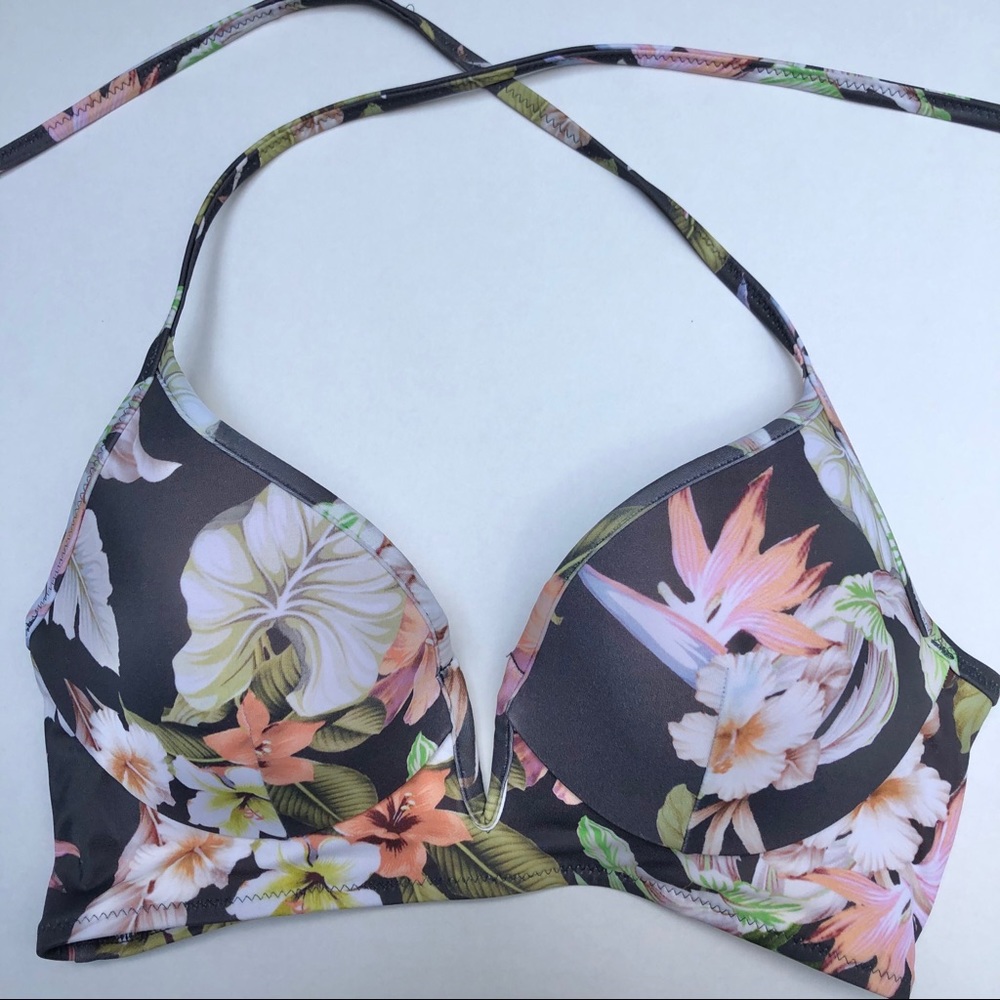 Shade & Shore Tropical Floral V Cut Bikini Top